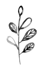 branches with leaves in grunge style with watercolor texture digital mixed media artwork for textiles, fabrics, souvenirs, packaging, greeting cards and scrapbooking