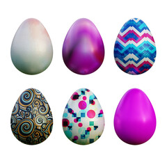 Realistic 3d easter eggs in seamless colored gradient patterns