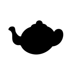 Vector isolated one single ceramic teapot with lid and spout and handle colorless black and white outline silhouette shadow shape