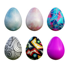 Realistic 3d easter eggs in seamless geometric vector patterns