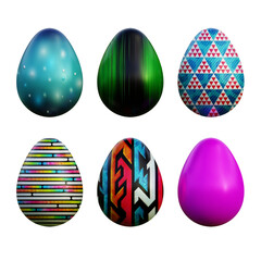 Realistic 3d easter eggs in abstract seamless vector fantasy lines patterns