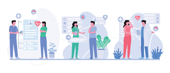 Bundle medical worker in cartoon character vector