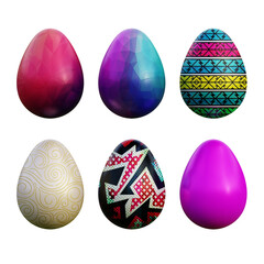 Realistic 3d easter eggs in seamless colored gradient patterns