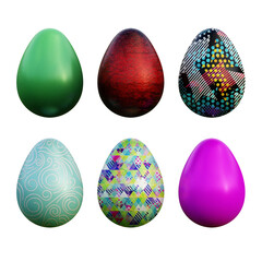 Realistic 3d easter eggs in abstract seamless vector fantasy lines patterns