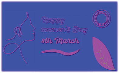March 8 Happy Women day lettering greeting card. Vector illustration