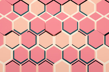 Honeycombs of delicate pink and beige color abstract background