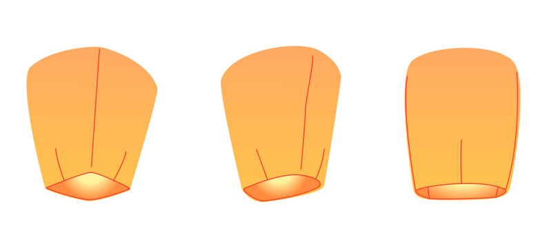 Sky lantern icon in cartoon style isolated on white background. Light source symbol stock vector illustration