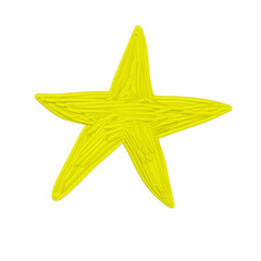Star oil paint. Yellow star acrylic painting.