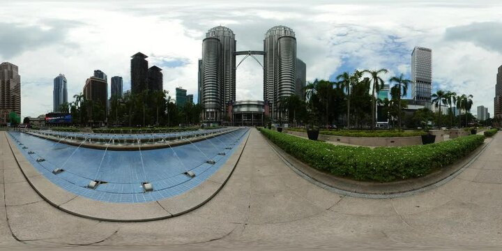 Panorama of Kuala Lumpur, cityscape skyline -Sep 6th, 2022. Malaysia. Petronas Twin towers panorama. VR 360.