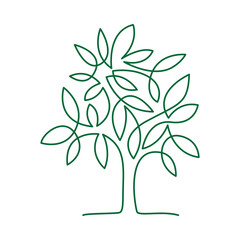 A tree with one line drawing. Ecology concept.  Natural and organic logo. Aesthetic home decor, wall art posters, t-shirt print. Vector EPS 10