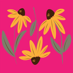 Beautiful bright flowers vector Sunflower Yellow daisy .Perfect ornament for fashion fabric or other printable covers.