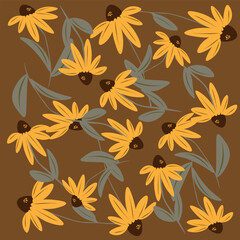 Beautiful bright flowers vector Sunflower Yellow daisy .Perfect ornament for fashion fabric or other printable covers.