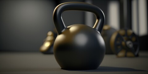 Obraz na płótnie Canvas A heavy kettlebell to get fit in a gym. Ai generated