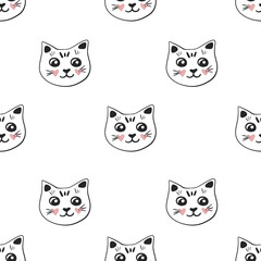Obraz premium Seamless pattern with cute cartoon cat