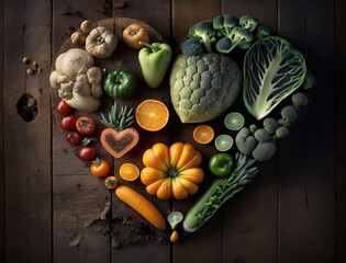 healthy colorful vegetarian food and fruits 
