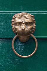 Lion head shaped brass door knocker