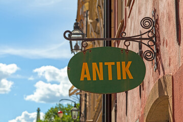 Antique sign in Swedish