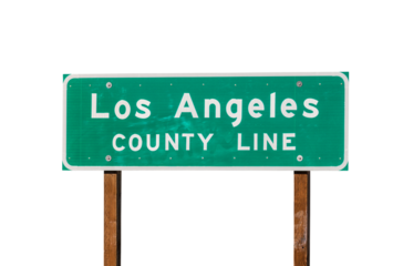 Los Angeles county line sign with cut out background.