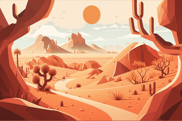 Fototapeta premium Illustration about a majestic desert landscape