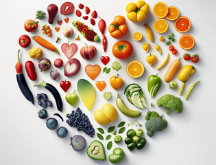 healthy and colorful vegetables food in heart shape