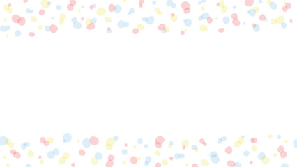 手描きのピンクと水色と黄色の水玉模様のフレーム付きのかわいい背景･バナー素材 - 16:9