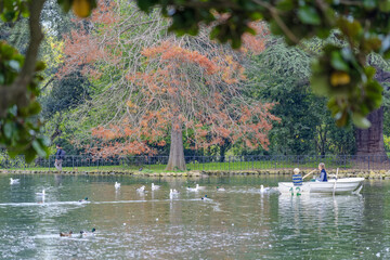 Lac en automne dans la Villa Borghèse à Rome