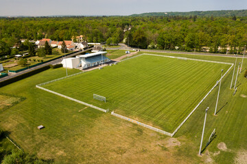 Obraz premium Aerial view of a football pitch