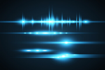 Light blue vector special effect. Glowing beautiful bright lines on a dark background.