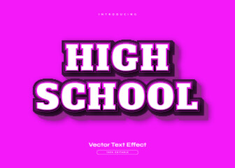 Editable High School Text with 80s Retro Style and 3D Effect