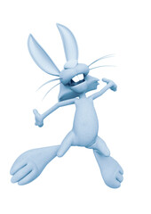 rabbit cartoon is jumping and happy