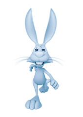 rabbit cartoon is running fast on front view