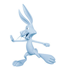 rabbit cartoon is saying hey stop there side view