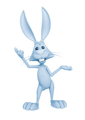 rabbit cartoon is standing up and talking