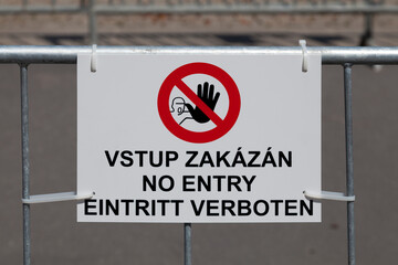 Trilingual no entry sign