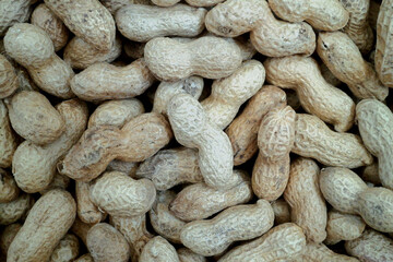 Stack of peanuts on a market stall