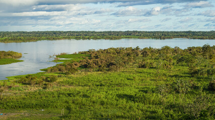 Amazon river landscape view from Iquitos Peru