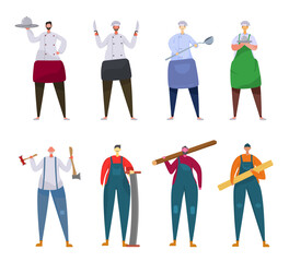 Obraz premium Bundle of many career character 2 sets, 8 poses of various professions, lifestyles,