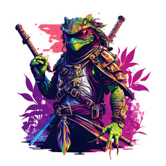 frog character ninja samurai with generative AI