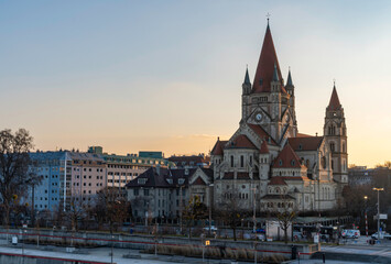 Church St. Francis of Assisi in the evening. St. Francis of Assisi Church (Kirche zum Heiligen...