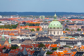 Fototapeta na wymiar Aerial view of Frederik's Church in Copenhagen