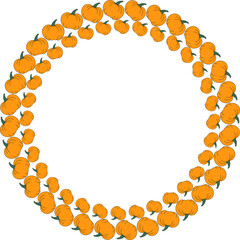 Halloween and thanksgiving frame made of two pumpkin circles