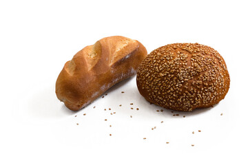 French breads on white background