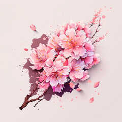 Cherry blossom sakura pink flowers, generated ai