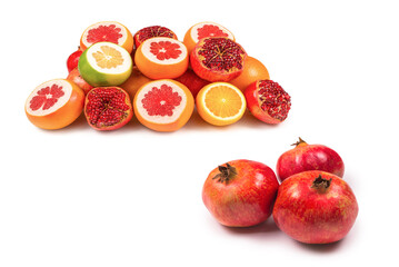 Sweet pomegranate isolated on white background.