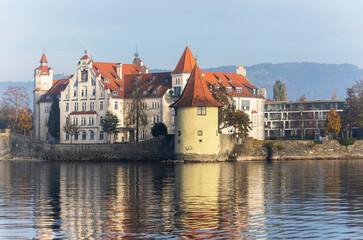 The City Lindau at the Lake Constance, Bavaria, Germany, Europe .