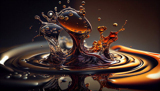 Oil In Water Drop Explotion Image Created With Generative AI Technology