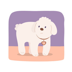 Little cute domestic dog. Friendly funny pet. One puppy animal. Flat vector illustration