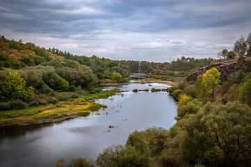 Fototapeta na wymiar Nadsluchanskiy Regional Landscape Park is a protected area in the Bereznivsky district of Rivne region. Located in the valley of the river Sluch.
