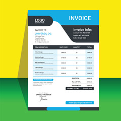 Blue business corporate vector invoice template design bill paper.