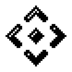 Arrow center up down right left icon black-white vector pixel art icon